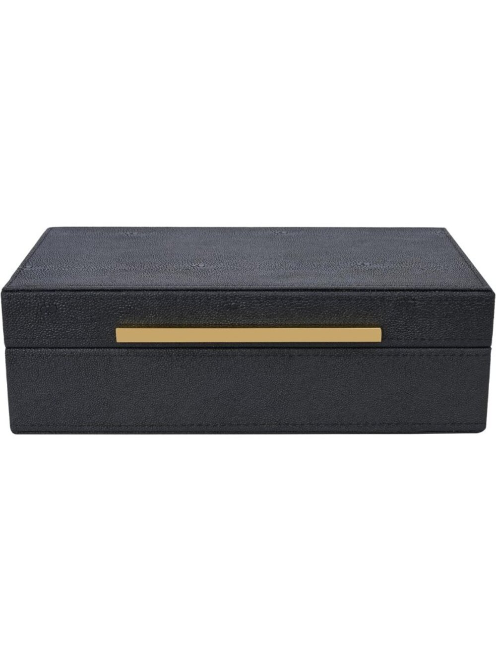 Small Black Faux Leather Decorative Box - Shagreen Keepsake & Jewelry Organizer